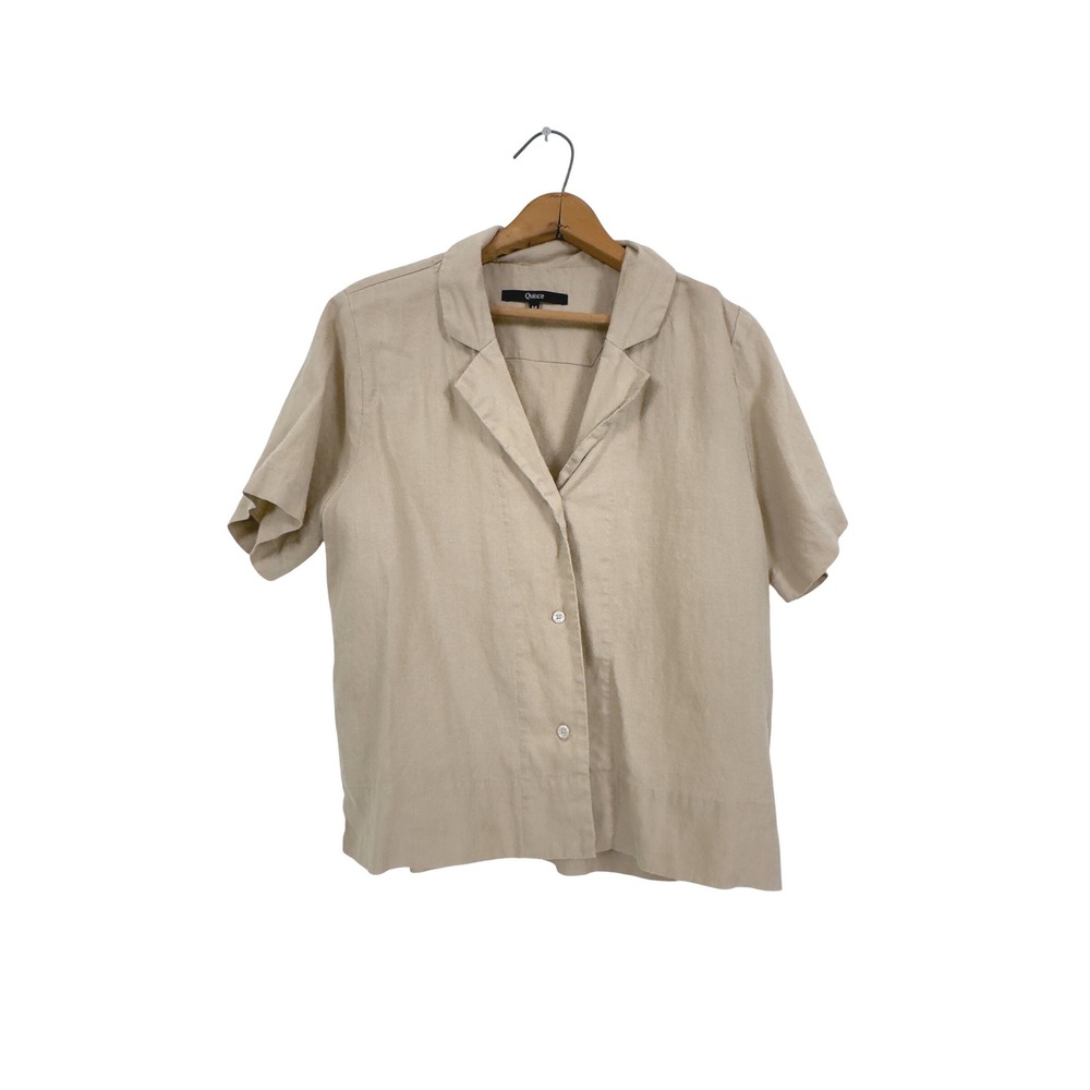 Quince 100% European Linen Short Sleeve Top Driftwood - Medium